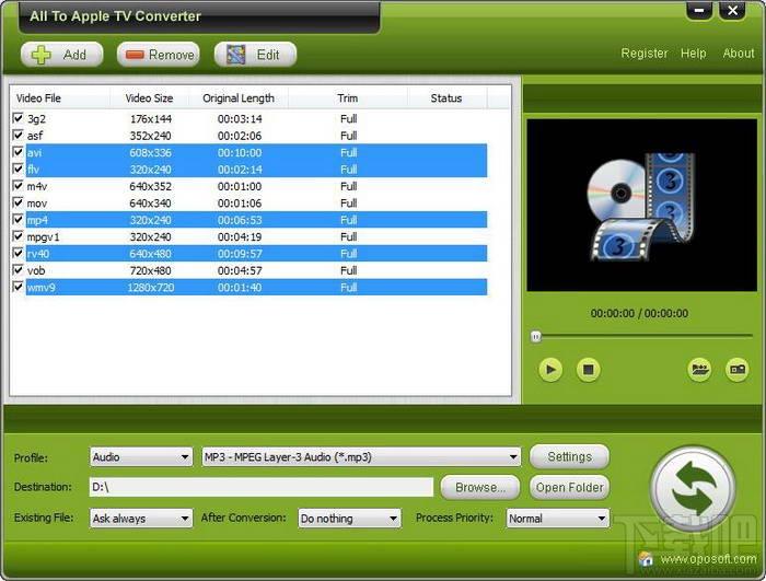oposoft All To Apple TV Converter,oposoft All To Apple TV Converter下载,苹果电视视频转换器